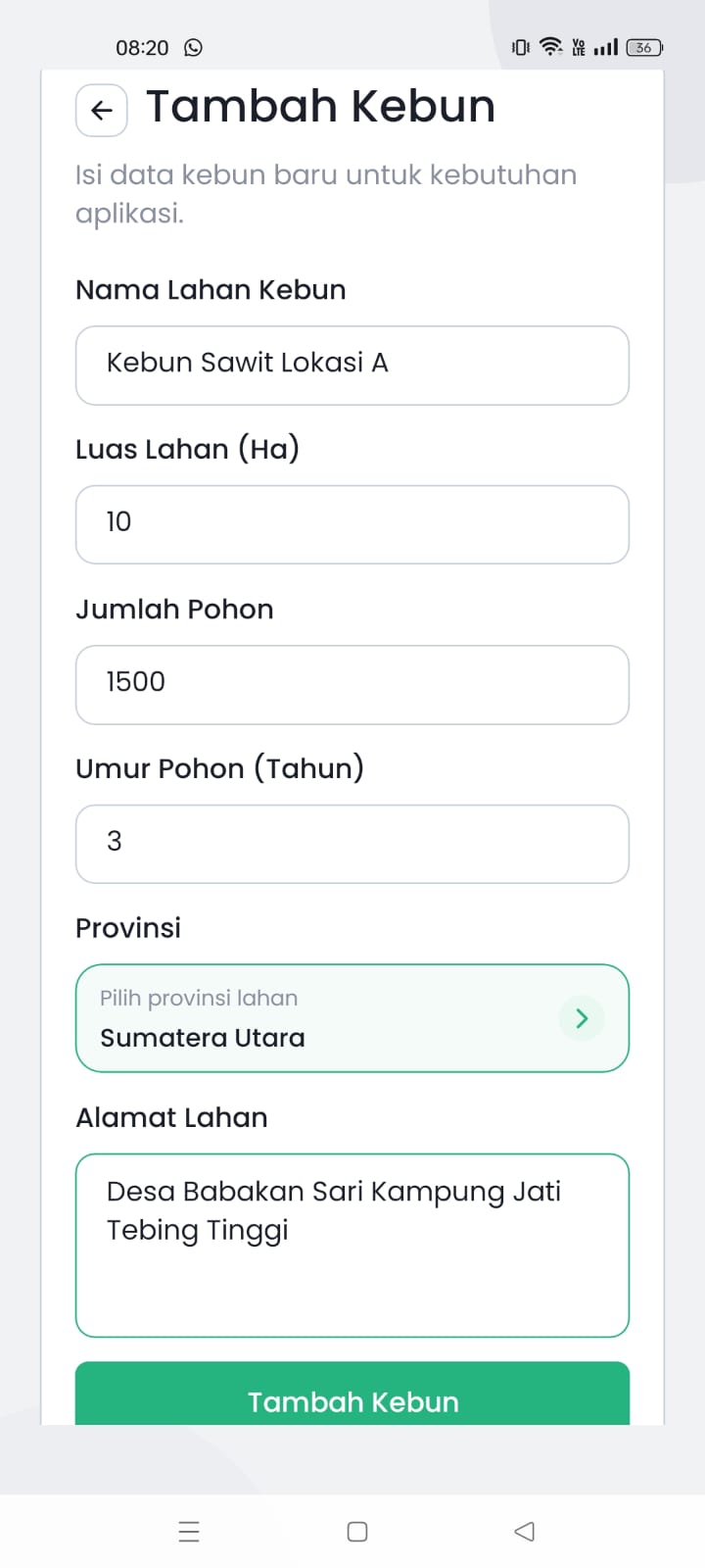 Screenshot aplikasi Ferti Track